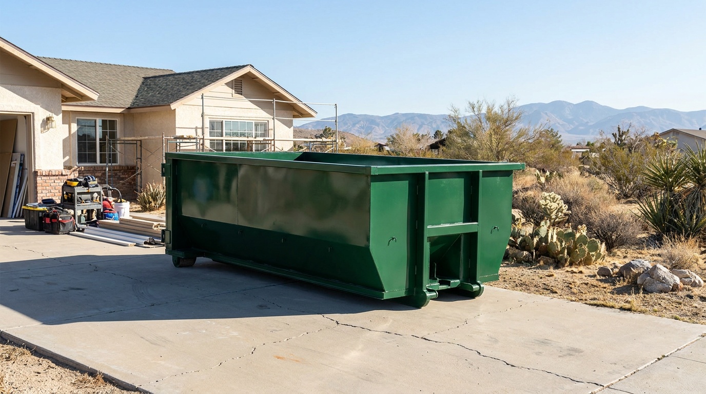 Roll-off dumpster on a driveway in San Ramon